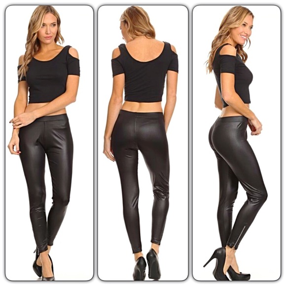 Stunning & Perfect Faux Leather Zipper Leggings OS - Picture 3 of 8