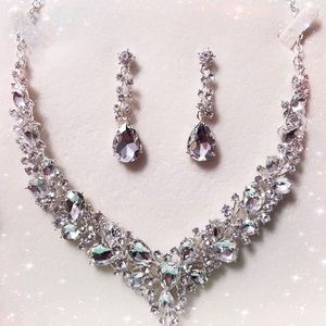 💍🆕Spring Vine Bridal Silver Bling Set, One Size