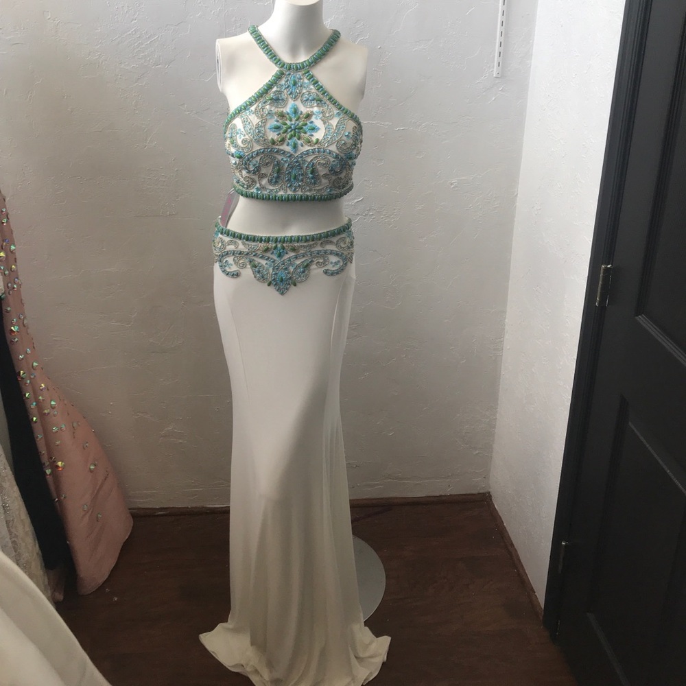 White boho gypsy style Jovani dress