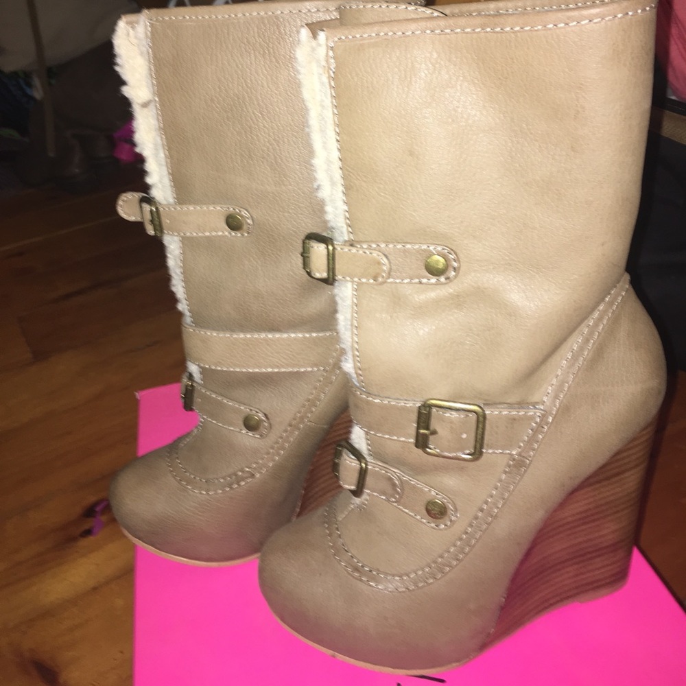 Betsey Johnson Wedge Faux Fur Boot