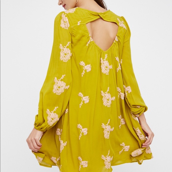 Free People Dresses & Skirts - Free People chartreuse Embroidered Austin dress