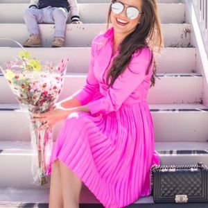 Banana Republic pink pleated dress. NWT. Size 8