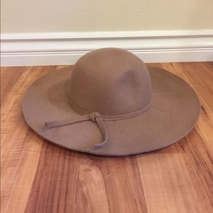 Wide brimmed tan hat
