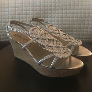Silver Braid Wedge Shoes