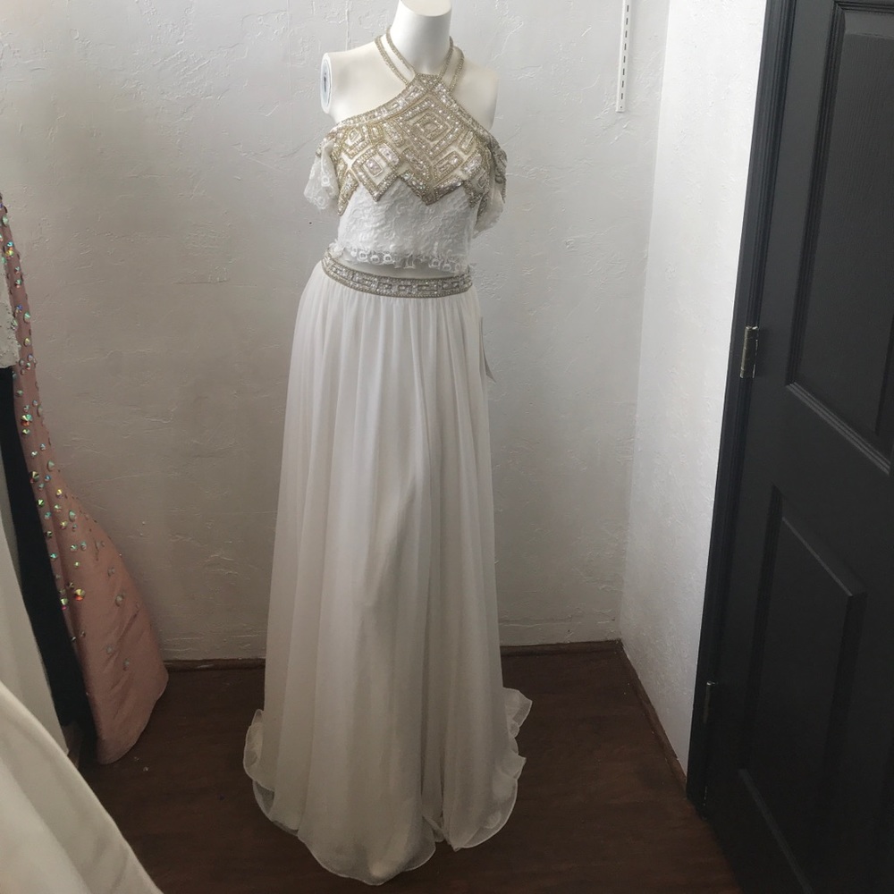 White boho dress. Rachel Allan brand