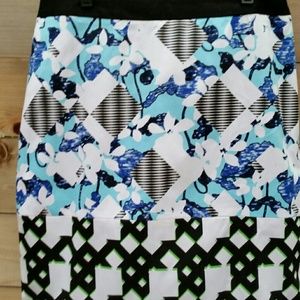 Electric Blue & Turquoise Pencil Skirt Fully Lined
