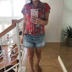 Topshop paisley print button down top