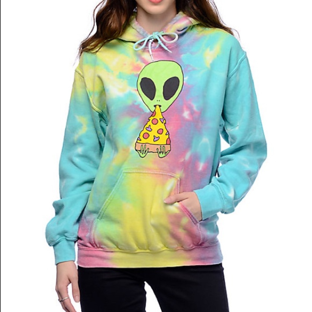 JV by Jac Vanek Pizza Nerd Tie Dye Hoodie