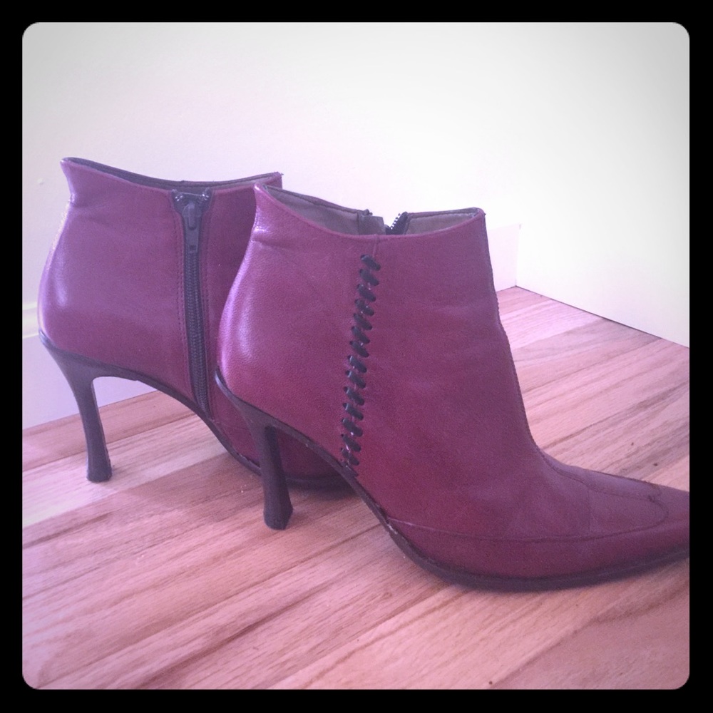 Leather ankle booties