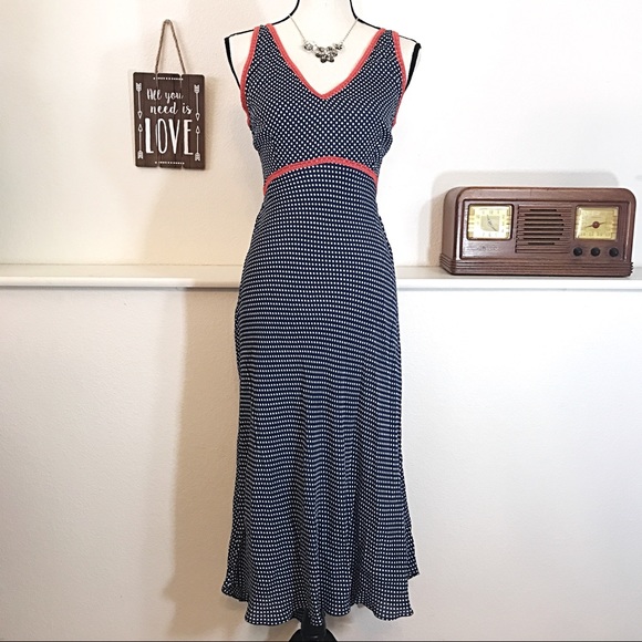 Asos Dresses & Skirts - Asos Polka Dot Sexy Lace Up Back Dress Navy Blue