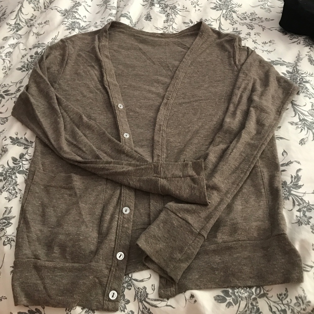 brown tricolor cardigan