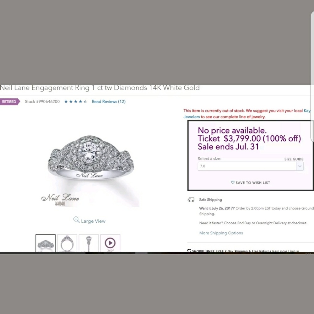 ❌SOLD❌Neil Lane engagement ring