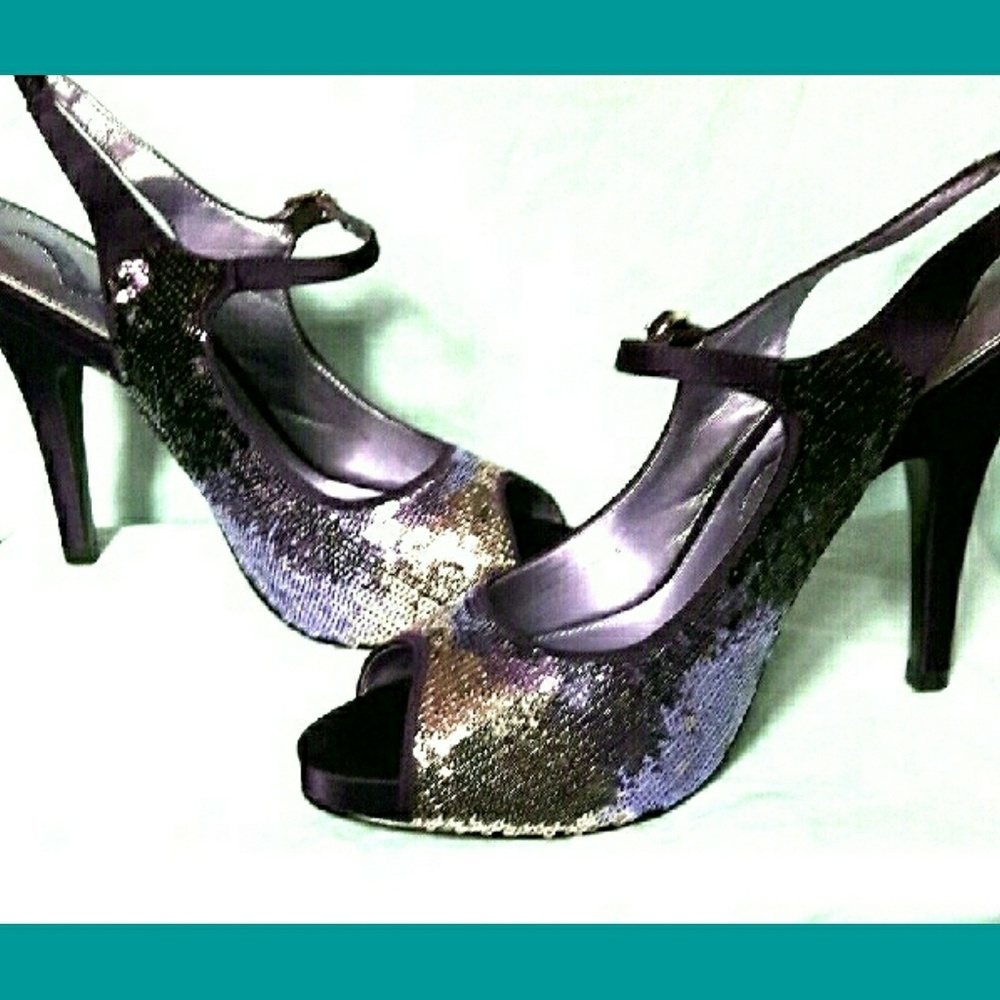 Purple and gold ombre sequins platform 7m