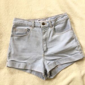 American apparel high waist pinstripe jean shorts