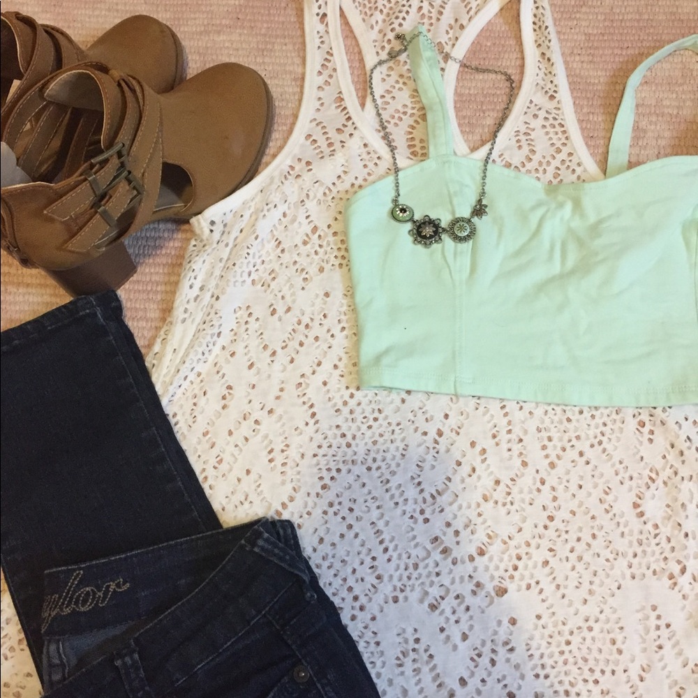 Aeropostale white cut out tank top.