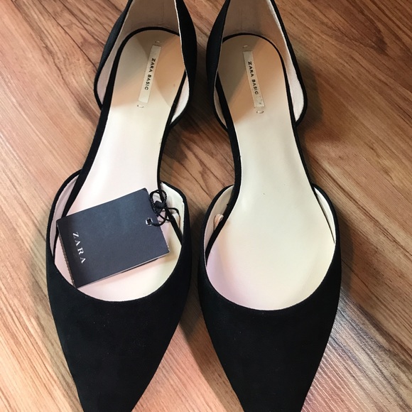 Zara Shoes - Black, suede, pointed flats by Zara