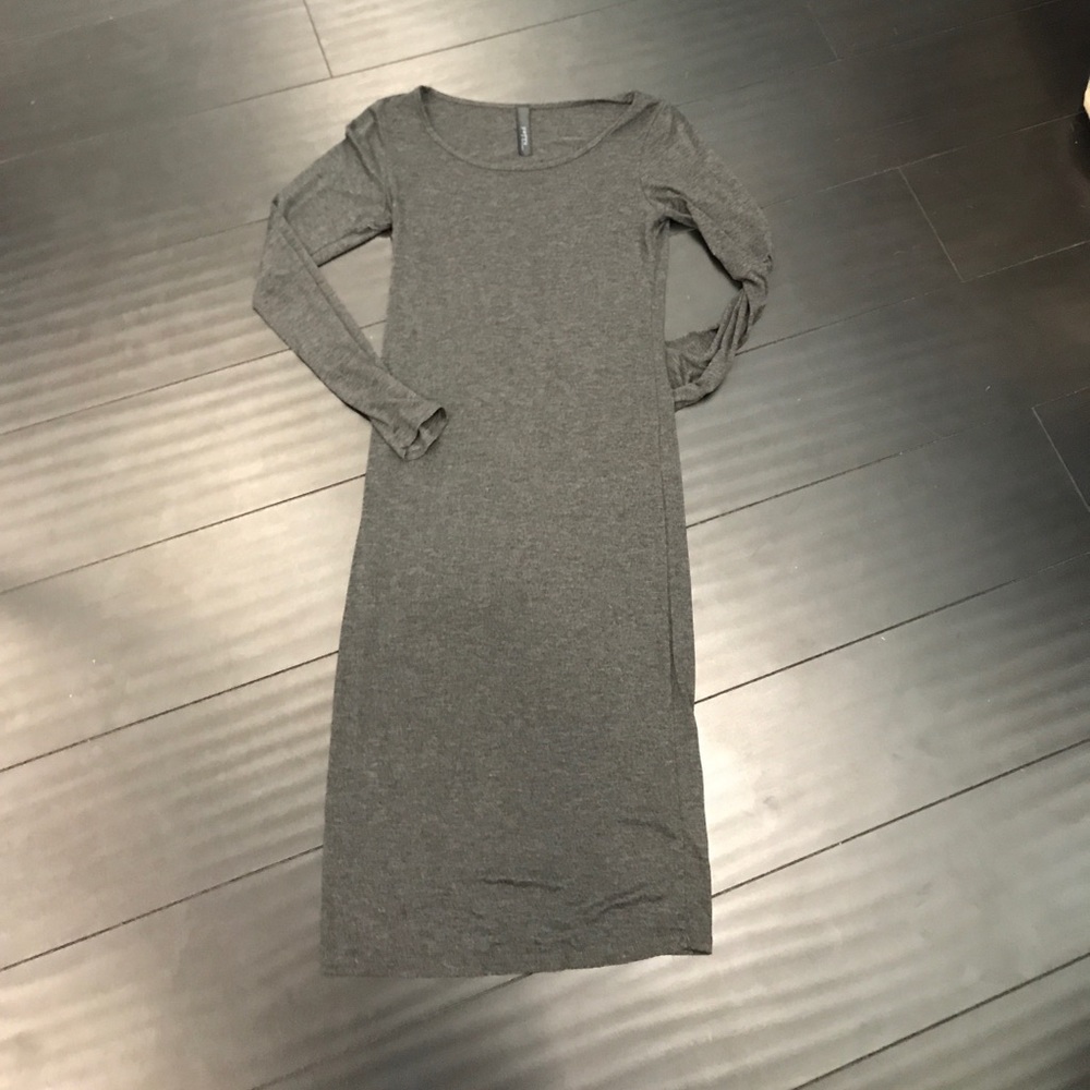 Heather Grey Long Sleeve T Shirt Dress