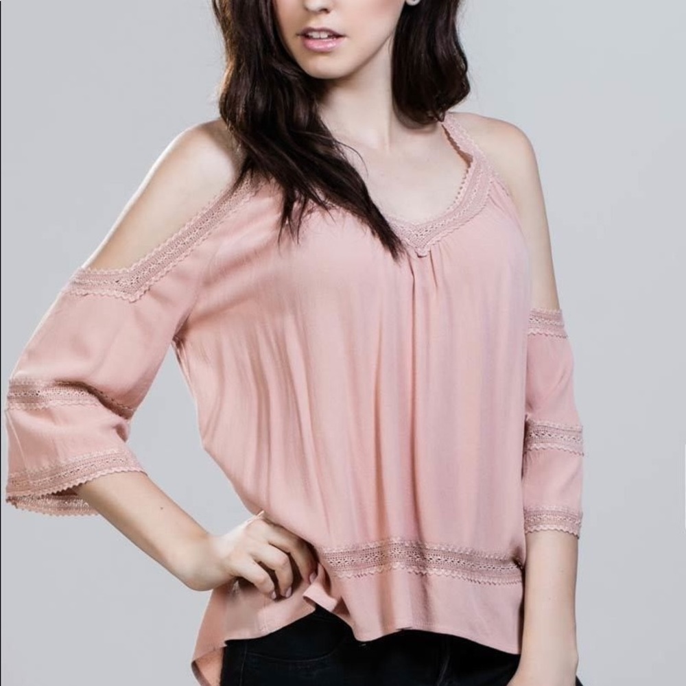 V-Neck Cold Shoulder Top