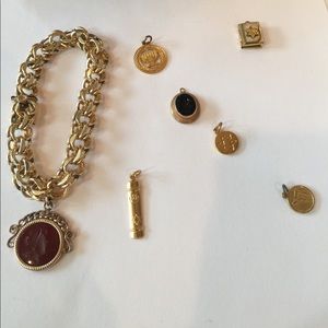 Jewish vintage charm Bracelet. 720 silver 12 k