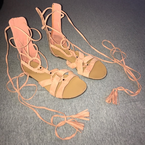 Pink lace up sandals - Picture 1 of 4