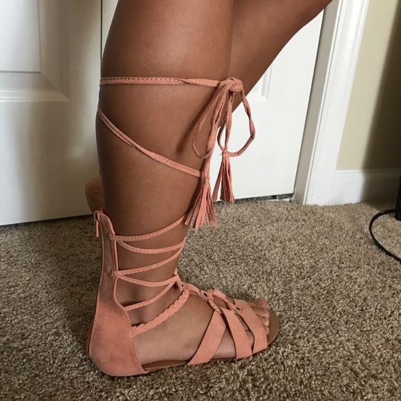 Pink lace up sandals - Picture 4 of 4