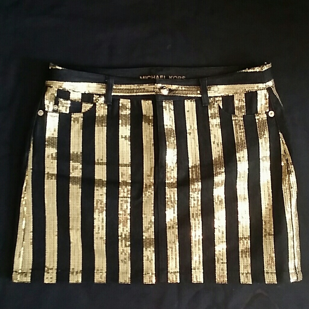 Michael Kors Black Gold Sequin pinstripe mini