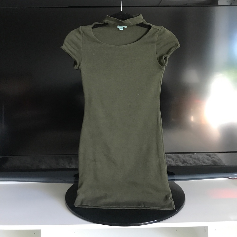 Olive Green Choker Dress