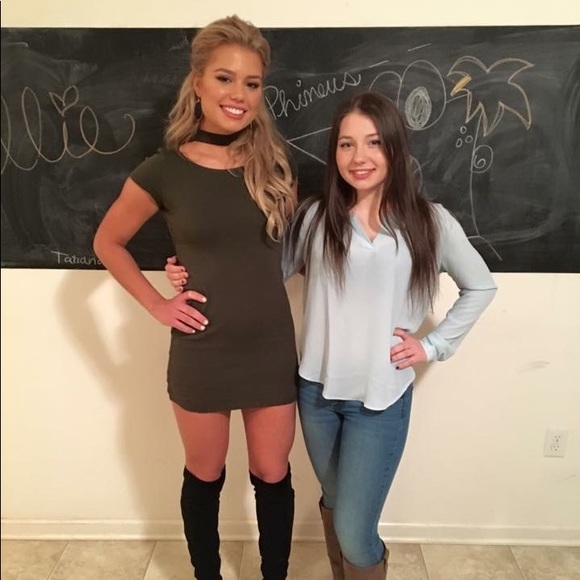 Olive Green Choker Dress - Picture 2 of 2