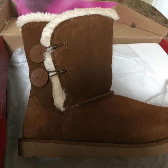 NWT SO Suede Mid Calf Faux Fur Linked Booties 8.5 - Picture 3 of 8