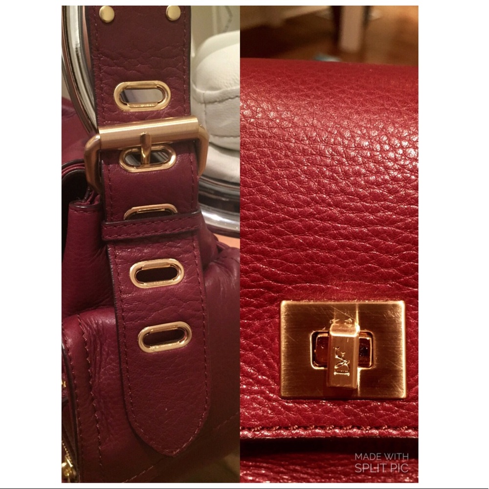 🚫SOLD LIKE NEW DVF Wine Elaine Shoulder Tote Bag - Picture 6 of 8
