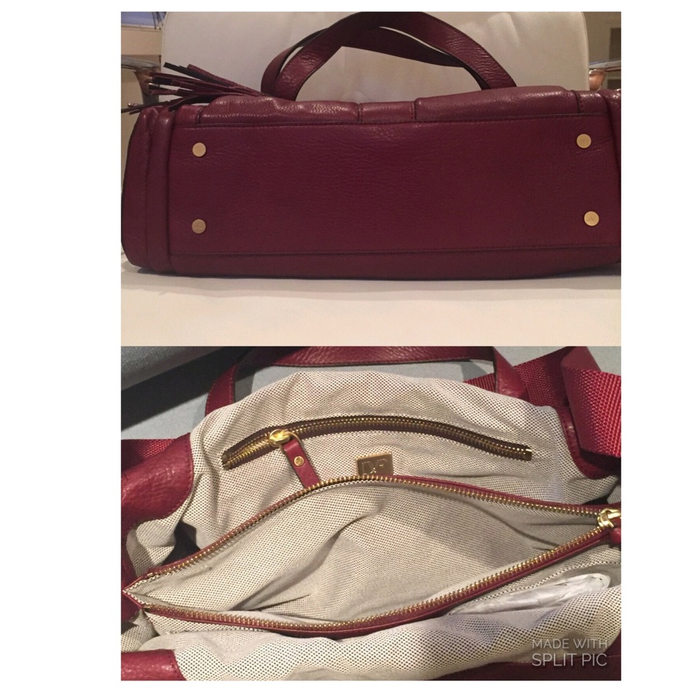 🚫SOLD LIKE NEW DVF Wine Elaine Shoulder Tote Bag - Picture 7 of 8
