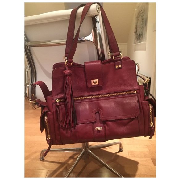 🚫SOLD LIKE NEW DVF Wine Elaine Shoulder Tote Bag - Picture 3 of 8