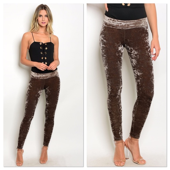 Lavender Moon Pants - 🚨 SALE! Taupe Crushed Velvet Leggings