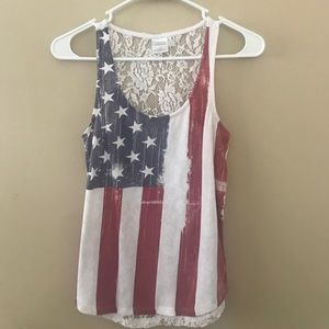 Patriotic tank, laced back.