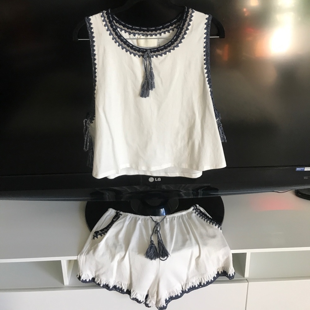 Blue and White Tie Two Piece