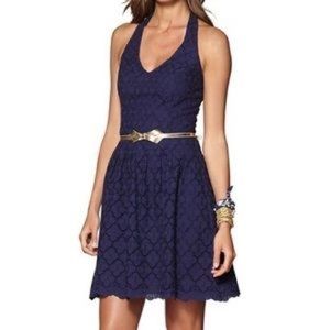 Lilly Pulitzer Ross eyelet lace halter dress navy Lilly Pulitzer Ross eyelet lace halter dress navy