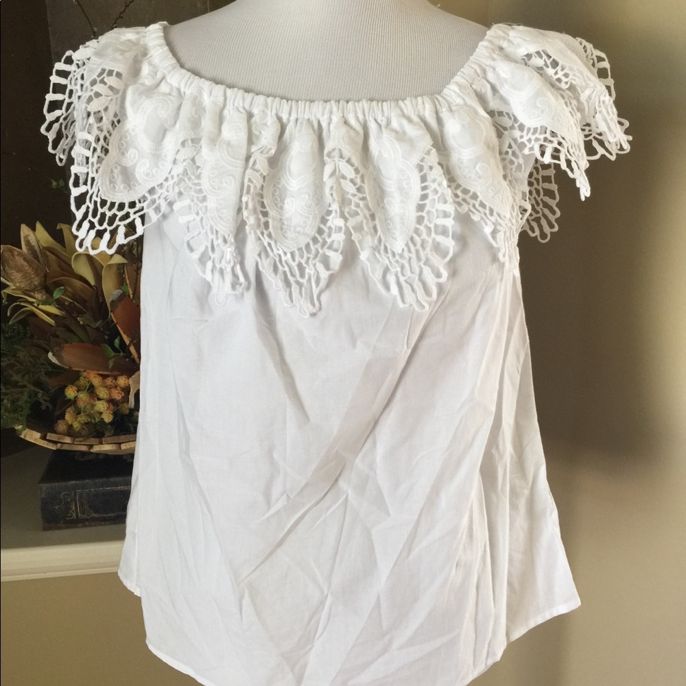 White eyelet trimmed top