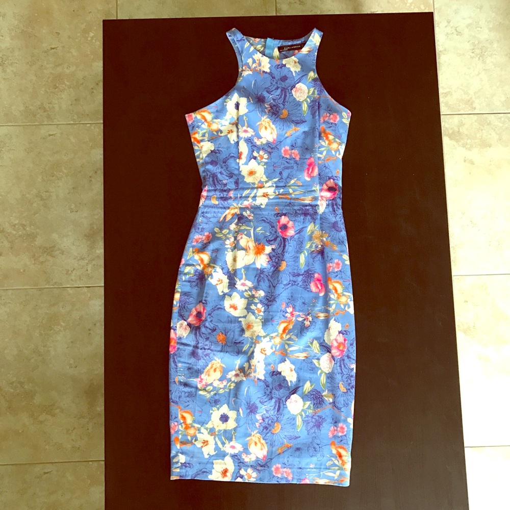 Zara floral bodycon dress size S