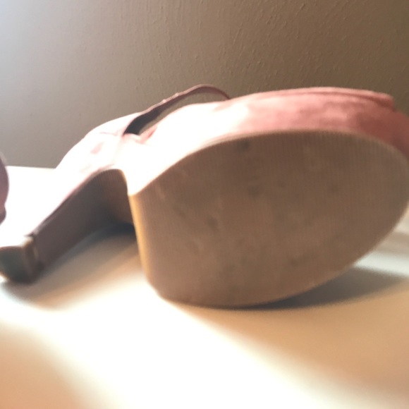 HOLD:ASOS Velvet Blush Pink Peep Toe Platform Heel - Picture 6 of 8