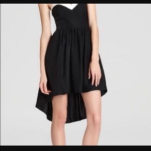 Parker silk high low strapless dress