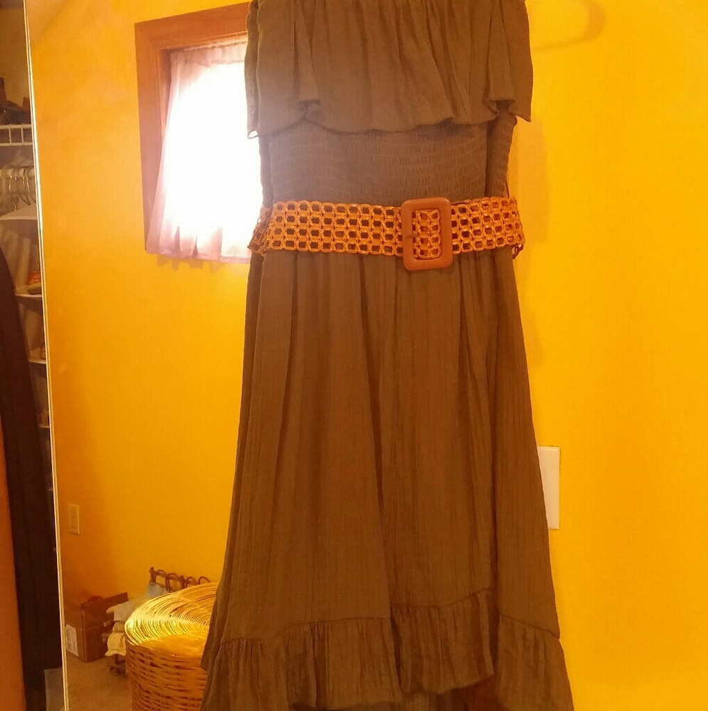 Strapless summer ruffle dress