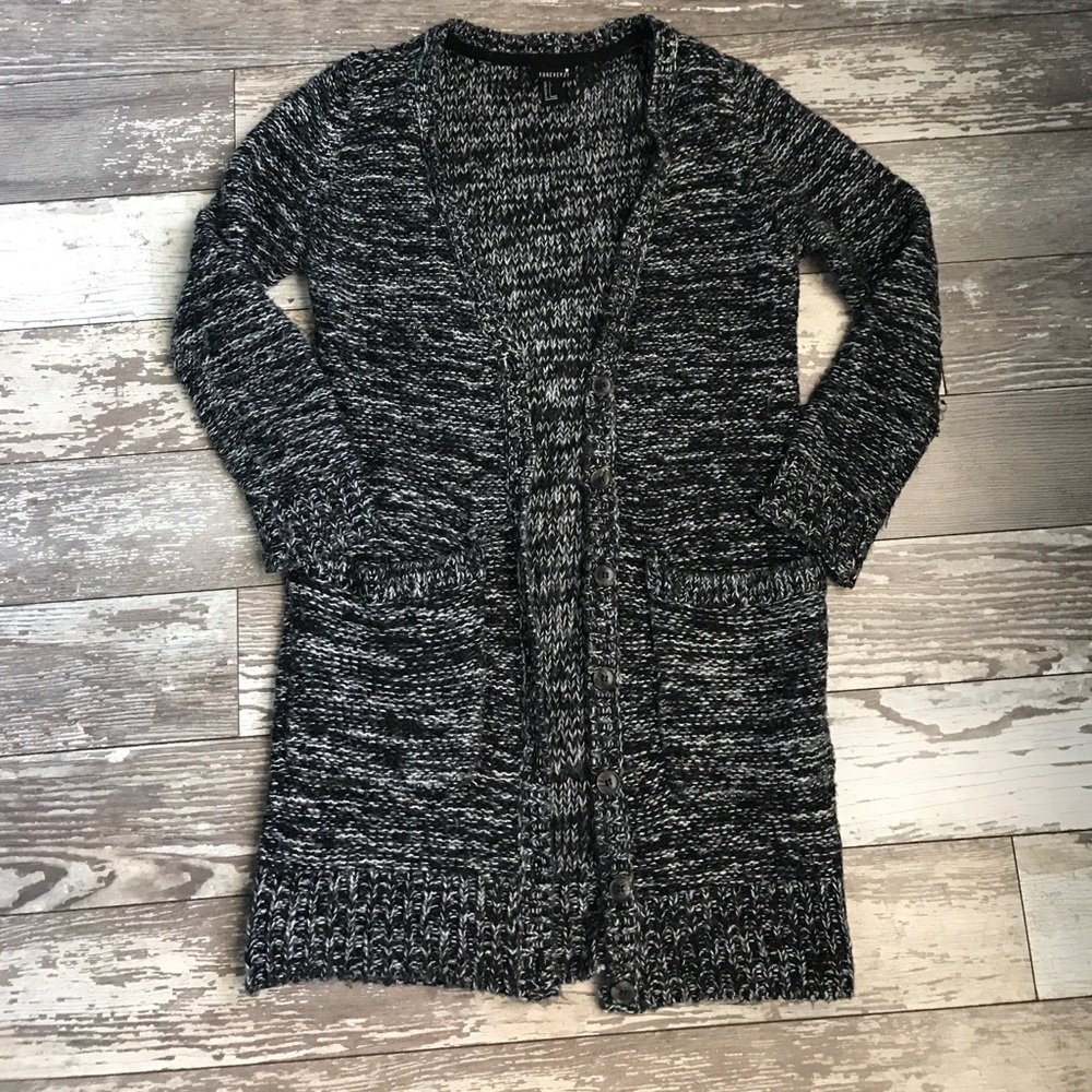 Gray/black marled cardigan