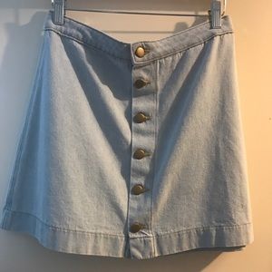 American Apparel Button Front Denim A-Line Skirt