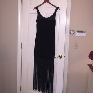 JS Collections Black Dress with Fringe JS Collections Black Dress with Fringe