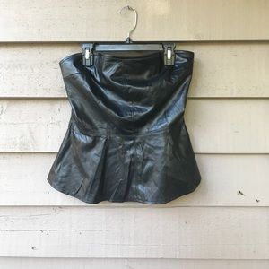 Black faux leather tube top
