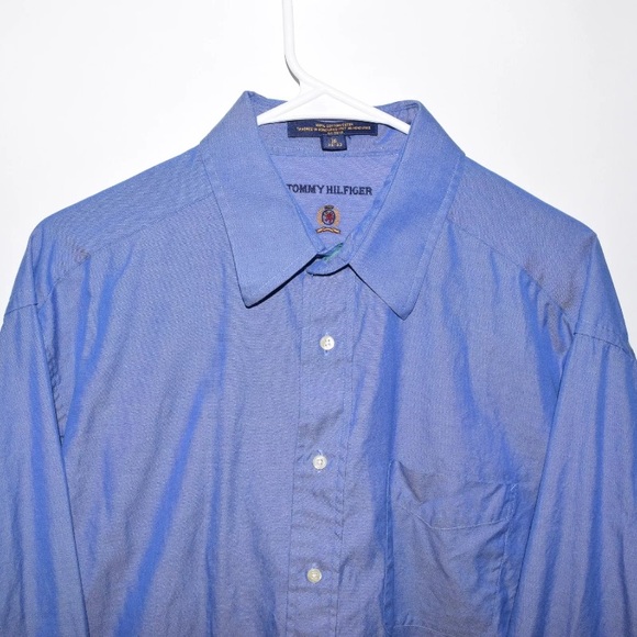 Tommy Hilfiger Casual LS Dress Shirt Blue 16 32-33 - Picture 2 of 3