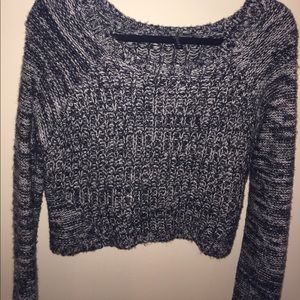 Cropped black and white sweater