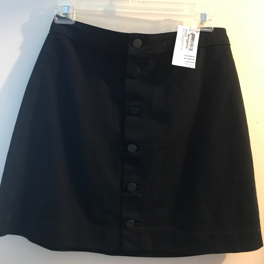 American Apparel Button Front Denim A-Line Skirt