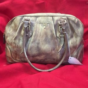 AUTHENTIC PRADA DISTRESSED LEATHER SATCHEL AUTHENTIC PRADA DISTRESSED LEATHER SATCHEL