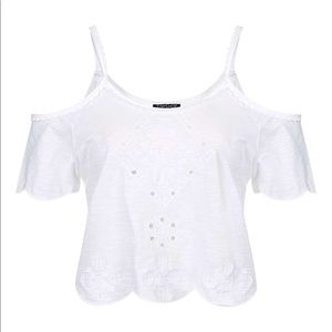 Embroidered Cold Shoulder Tank Embroidered Cold Shoulder Tank